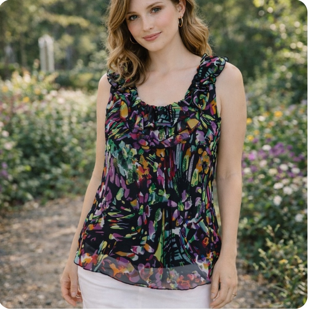 Floral Chiffon Sleeveless Top